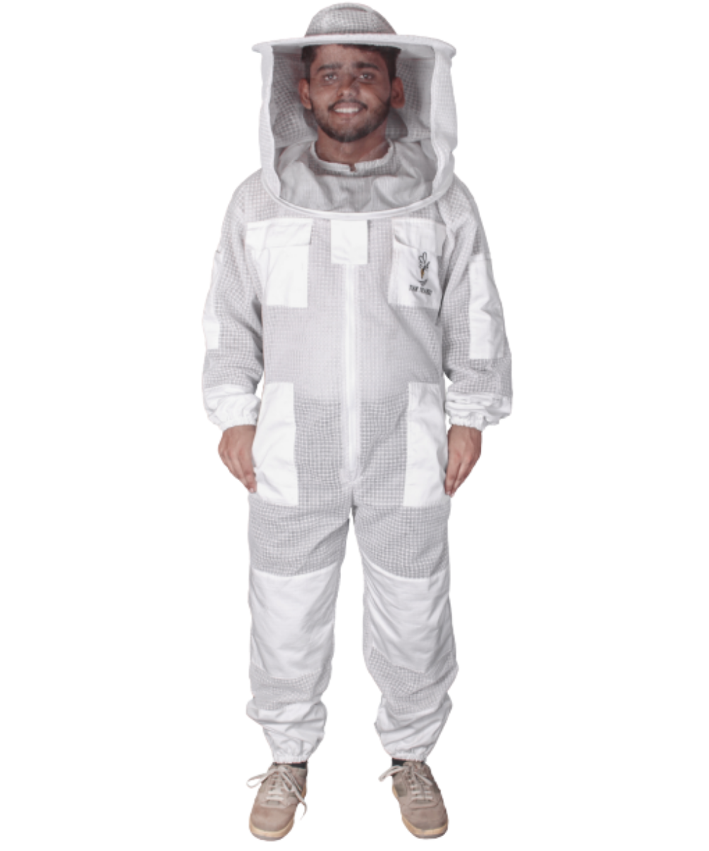 3 Layers Ventilated Honey Bee Suit - Ultra Breeze Full Body Beekeeping Suits for Men & Women Beekeeper Bee Keepers with Round Veil