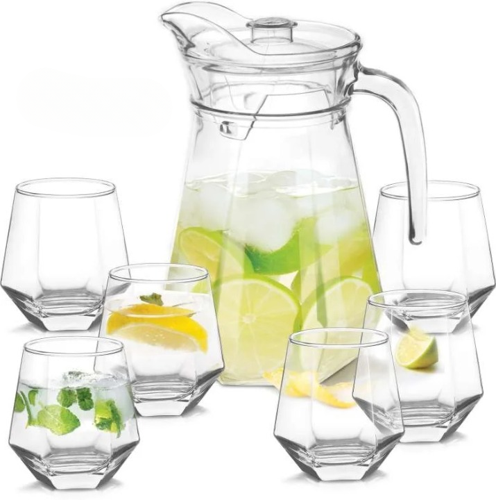 Delisoga Modern Transparent Diamond Shape Drinking Glass Set
