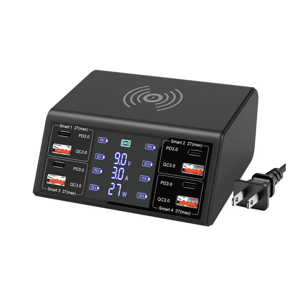 100W 8-Port Fast Charging Station with USB QC 3.0 & Type-C PD Ports