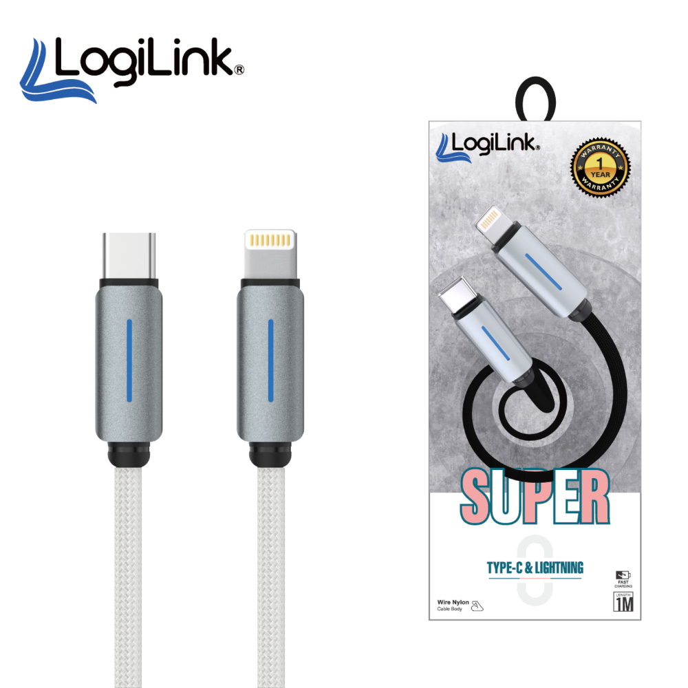 Logilink Type-C to Lightning Fast Charging Cable (1m, 1-Year Warranty)