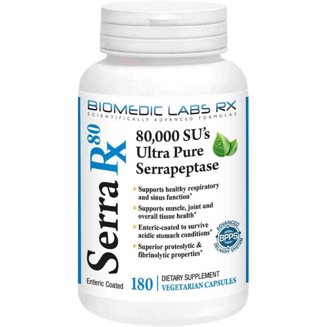Serra-Rx80,000 Su Serrapeptase Dietary Supplement - 180 Vegetarian Capsules