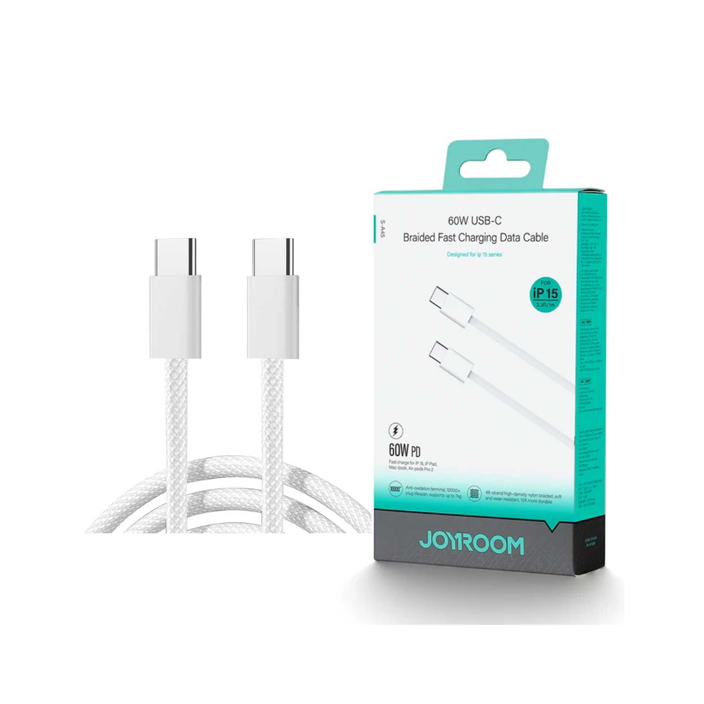 S-A45 60W Fast Charging Type-C to Type-C Data Cable (1m) - White
