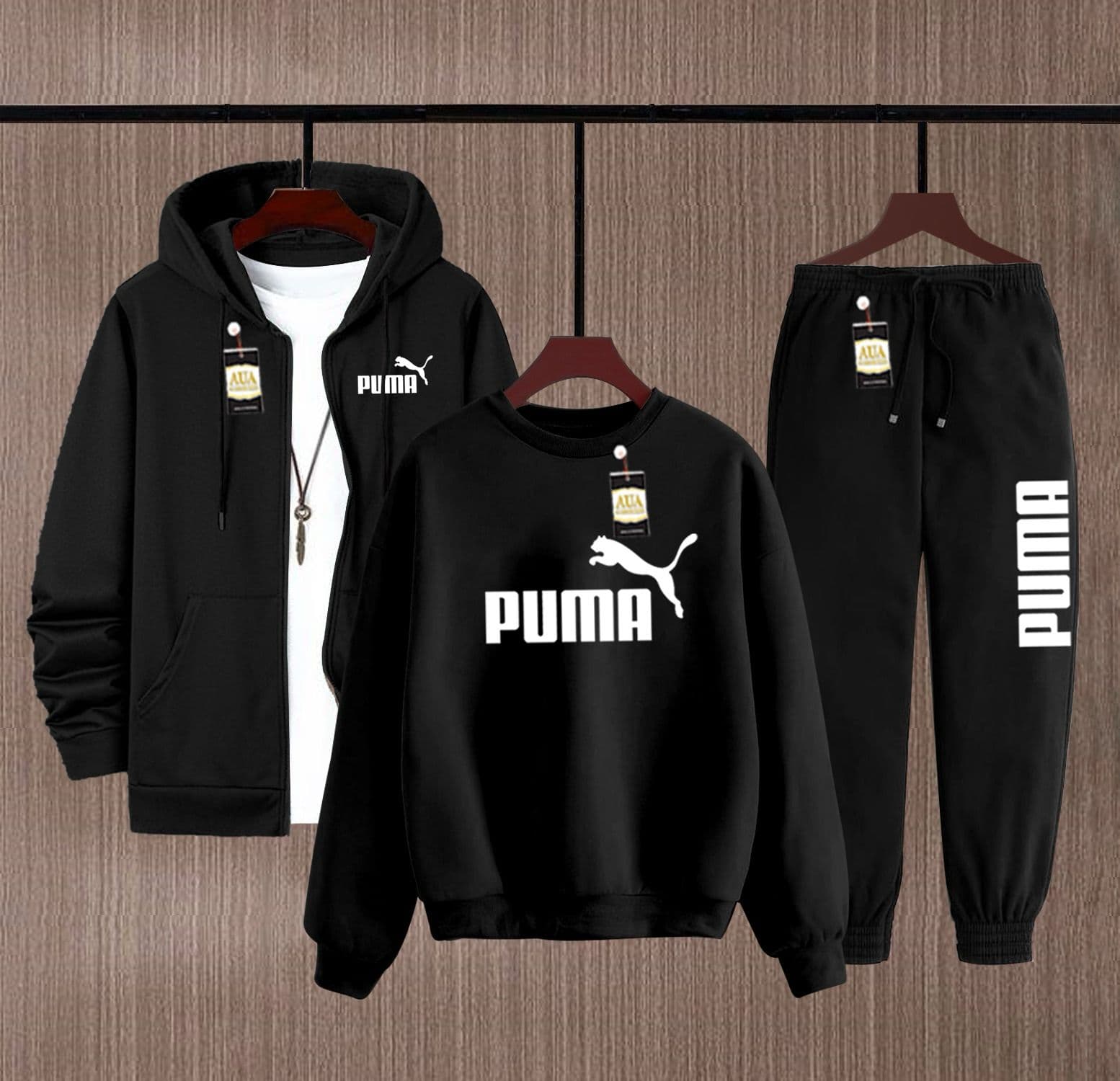 Men's Fleece Winter Collection Zipper Hoodi & Sweatshirt & Trouser Set
