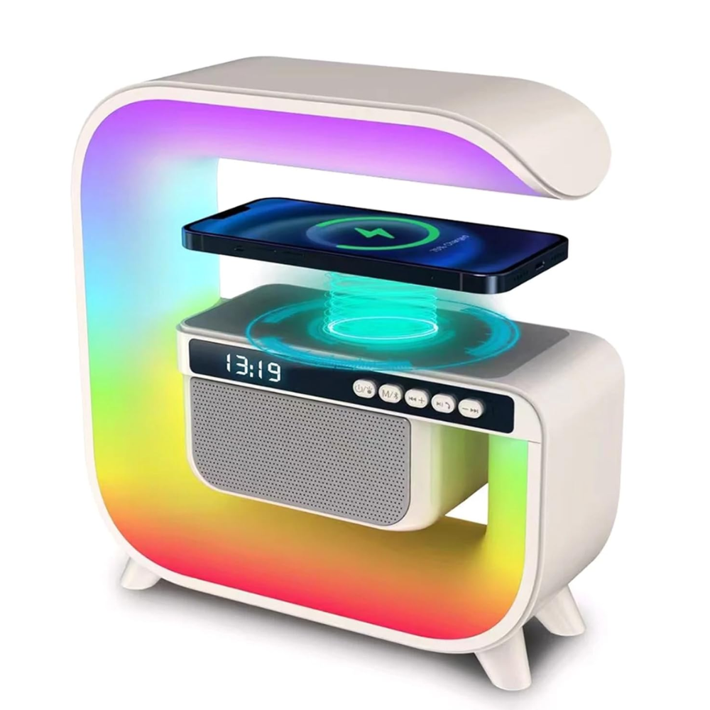 RGB Table Lamp with Bluetooth Speakers, Wireless Charger & Alarm Clock