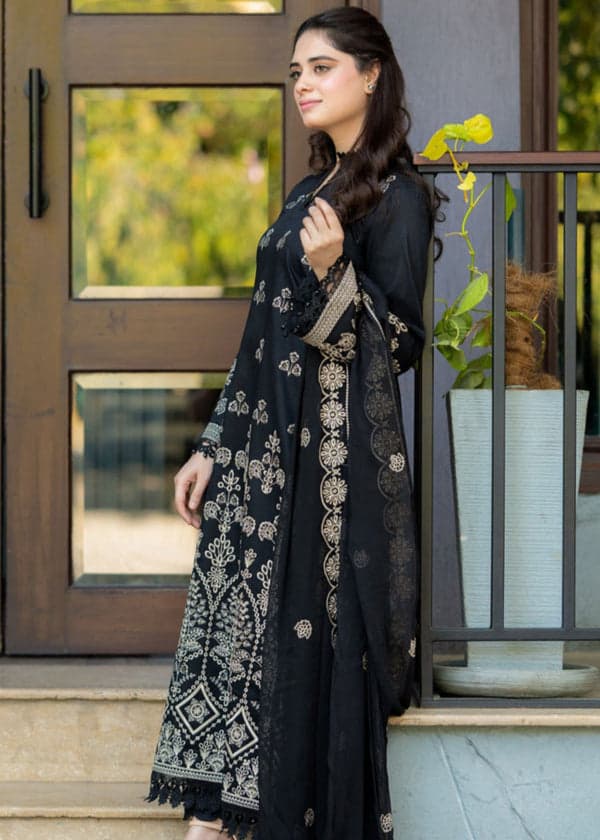 Noir Elegance Embroidered 3-Piece Suit